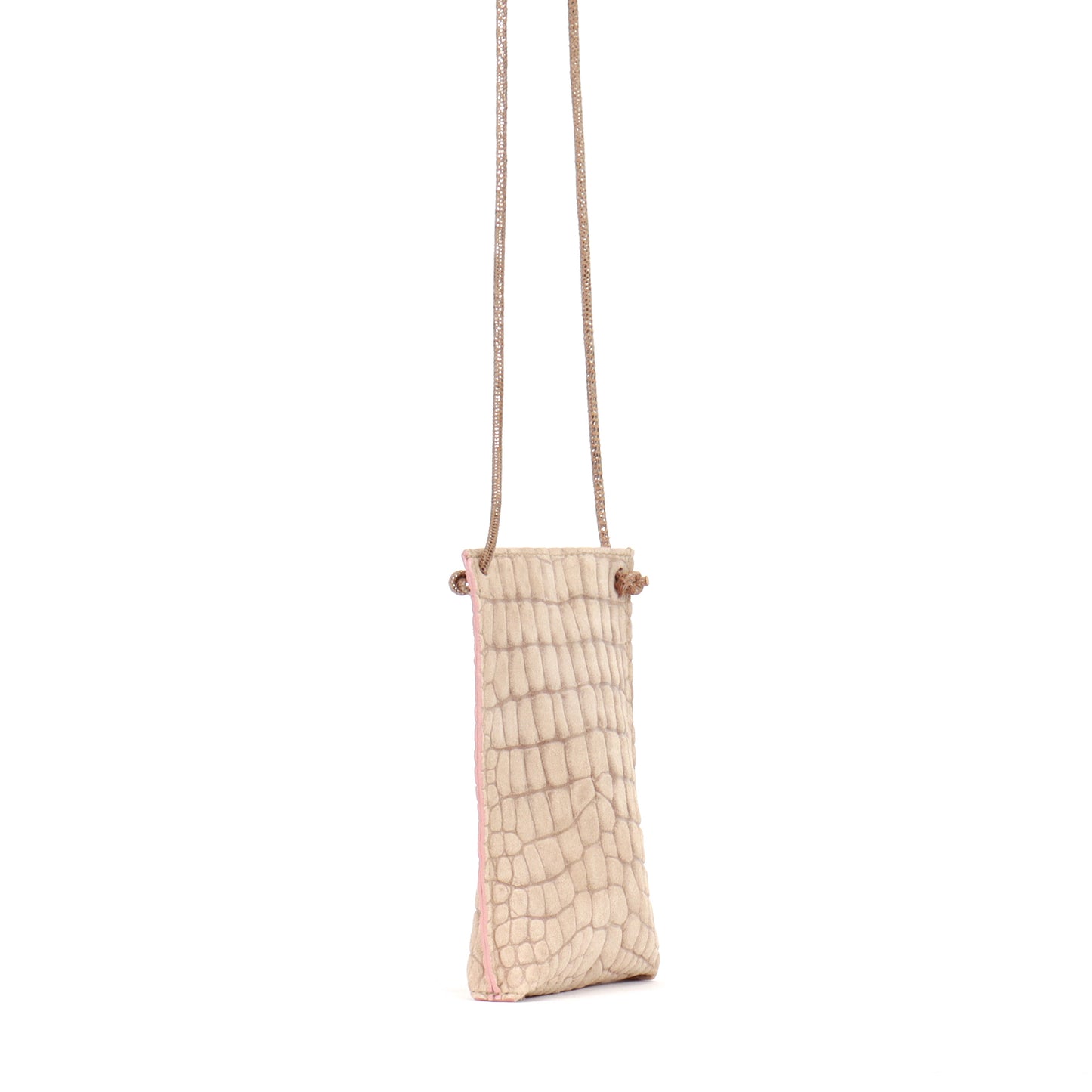 CELL POUCH BUFF SUEDED CROCO