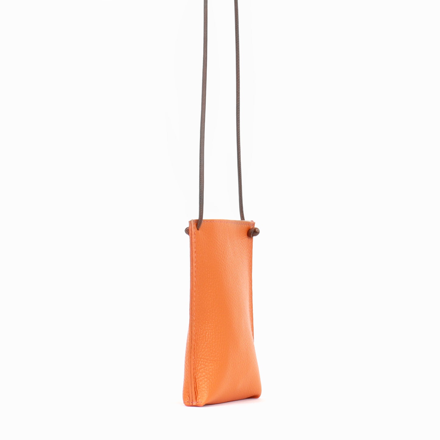 CELL POUCH TANGERINE PEBLLED CALF
