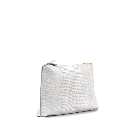 ESSENTIAL POUCH ANTIQUE WHITE EMBOSSED LIZARD