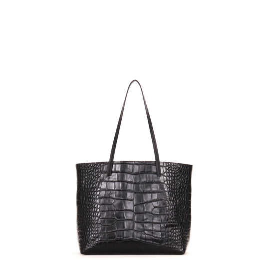 ESSENTIAL TOTE BLACK EMBOSSED GATOR