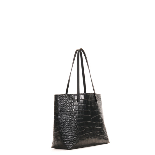 ESSENTIAL TOTE BLACK EMBOSSED GATOR