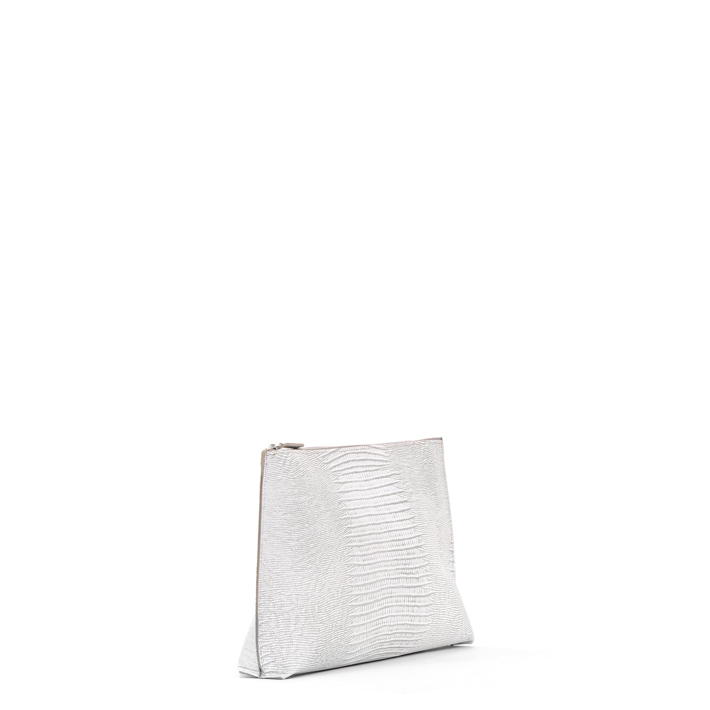 EVERYDAY POUCH ANTIQUE WHITE EMBOSSED LIZARD