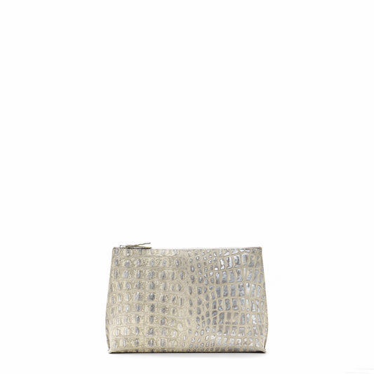 EVERYDAY POUCH PLATINUM STONE EMBOSSED CROC