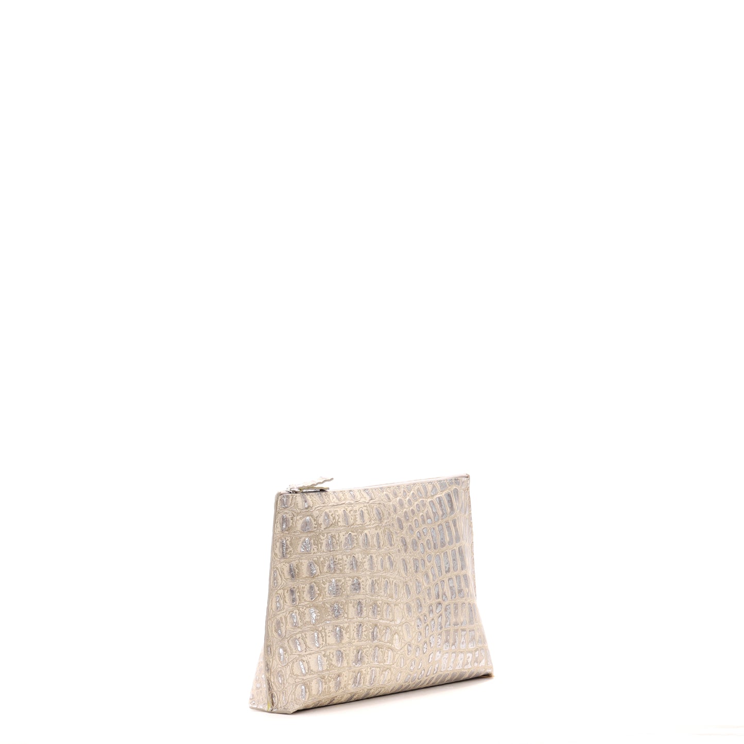 EVERYDAY POUCH PLATINUM STONE EMBOSSED CROC
