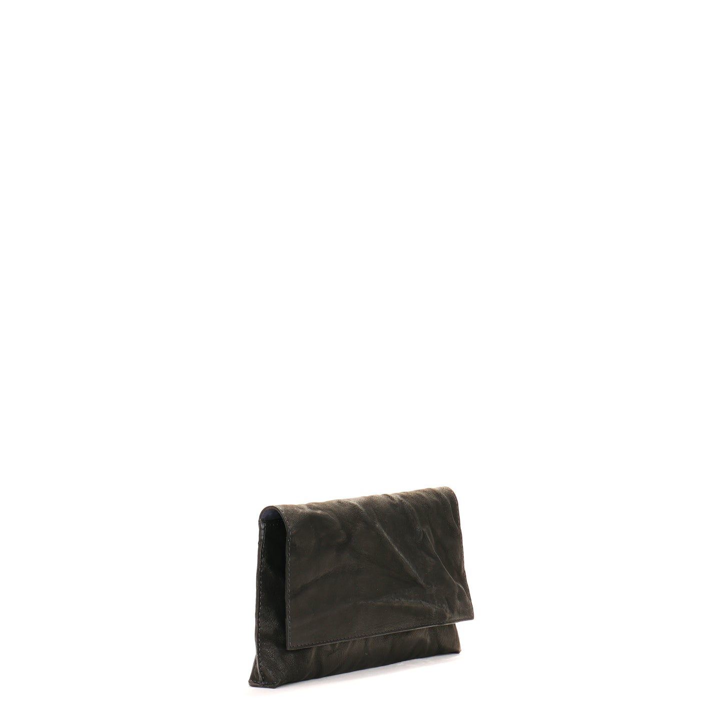 FOLDOVER CLUTCH BASALT RUMPLED SHEEPSKIN