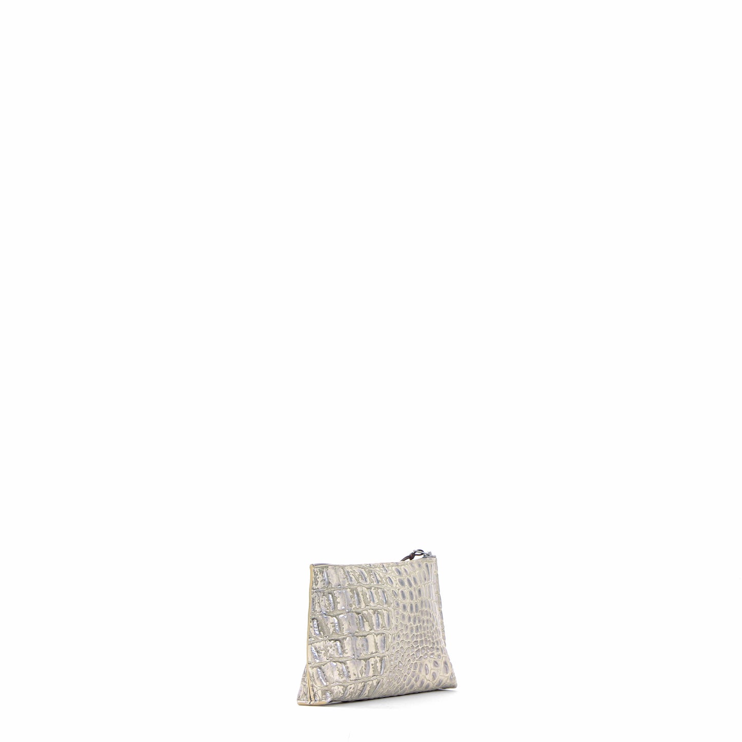 LIPSTICK POUCH PLATINUM STONE EMBOSSED CROC