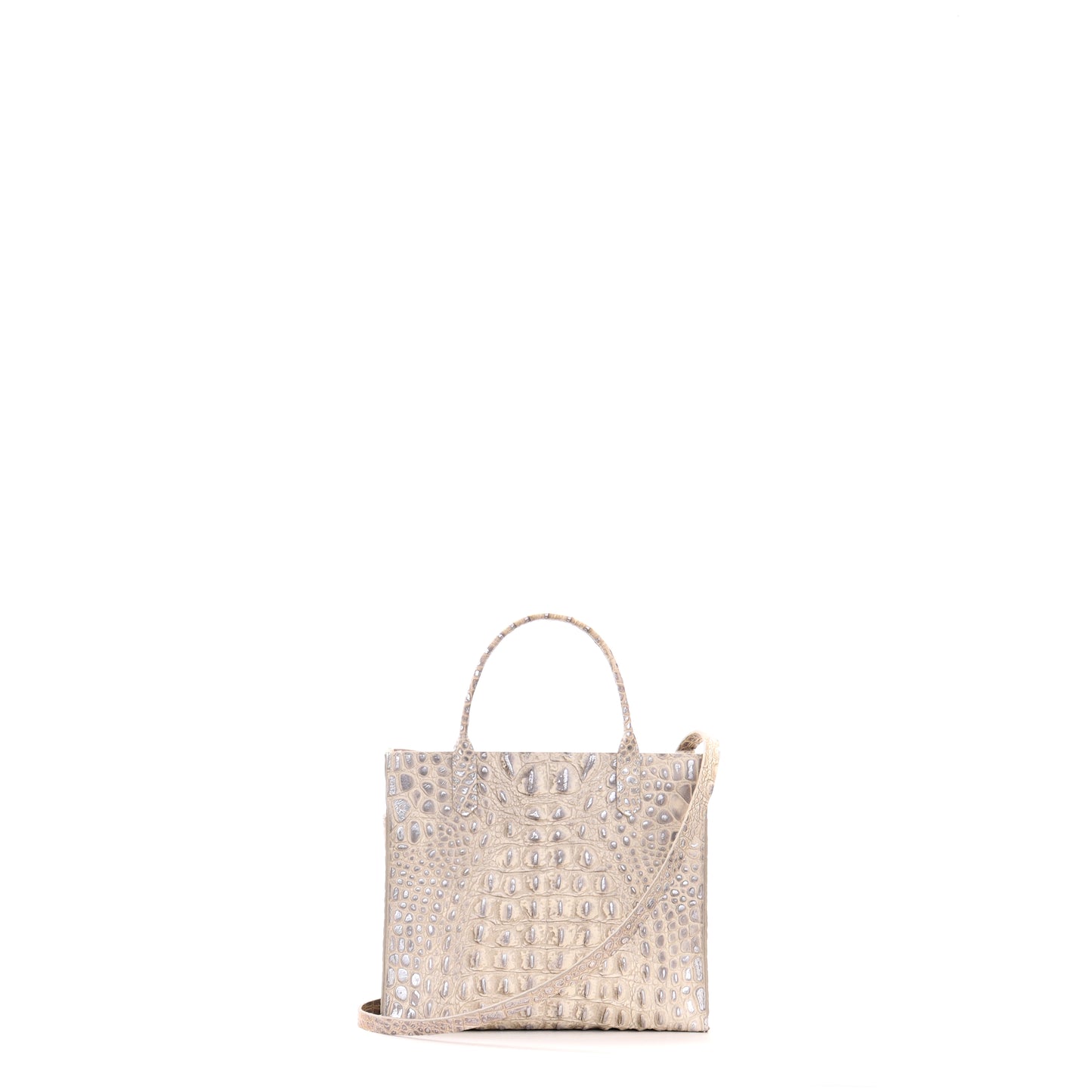 MINI HARBOR TOTE PLATINUM STONE EMBOSSED CROC