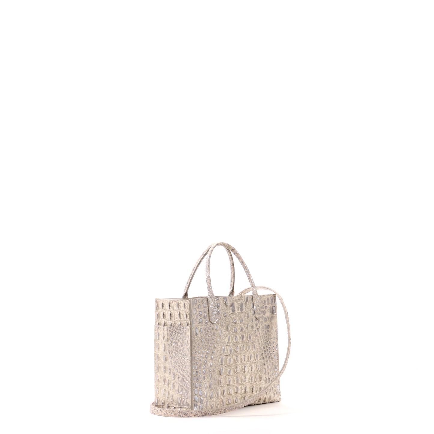 MINI HARBOR TOTE PLATINUM STONE EMBOSSED CROC