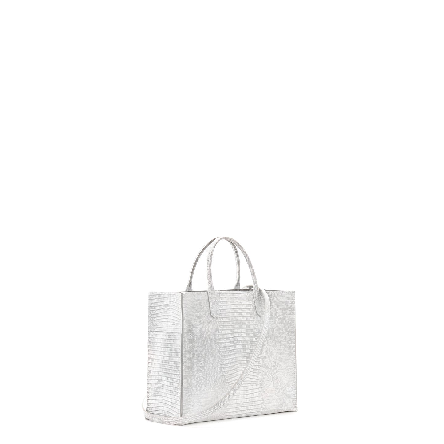 SMALL HARBOR TOTE ANTIQUE WHITE EMBOSSED LIZARD