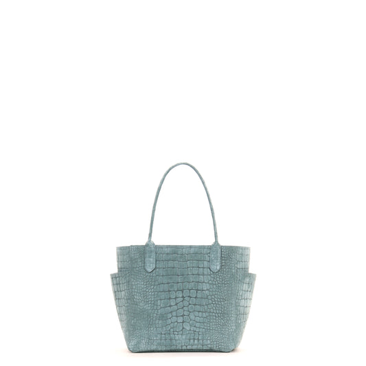 SMALL POCKET TOTE LICHEN SUEDED EMBOSSED CROC