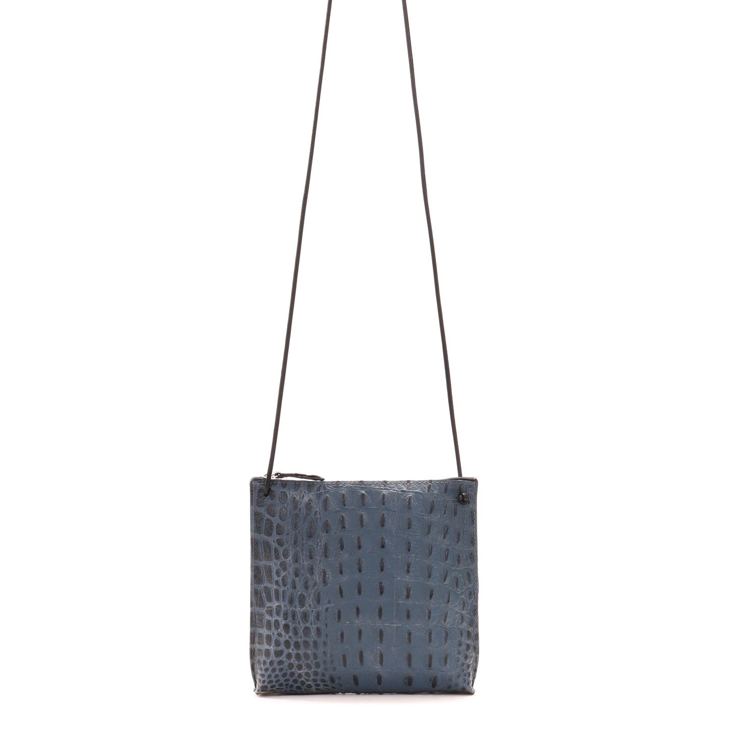 STRAPPY POUCH NAVY EMBOSSED CROC