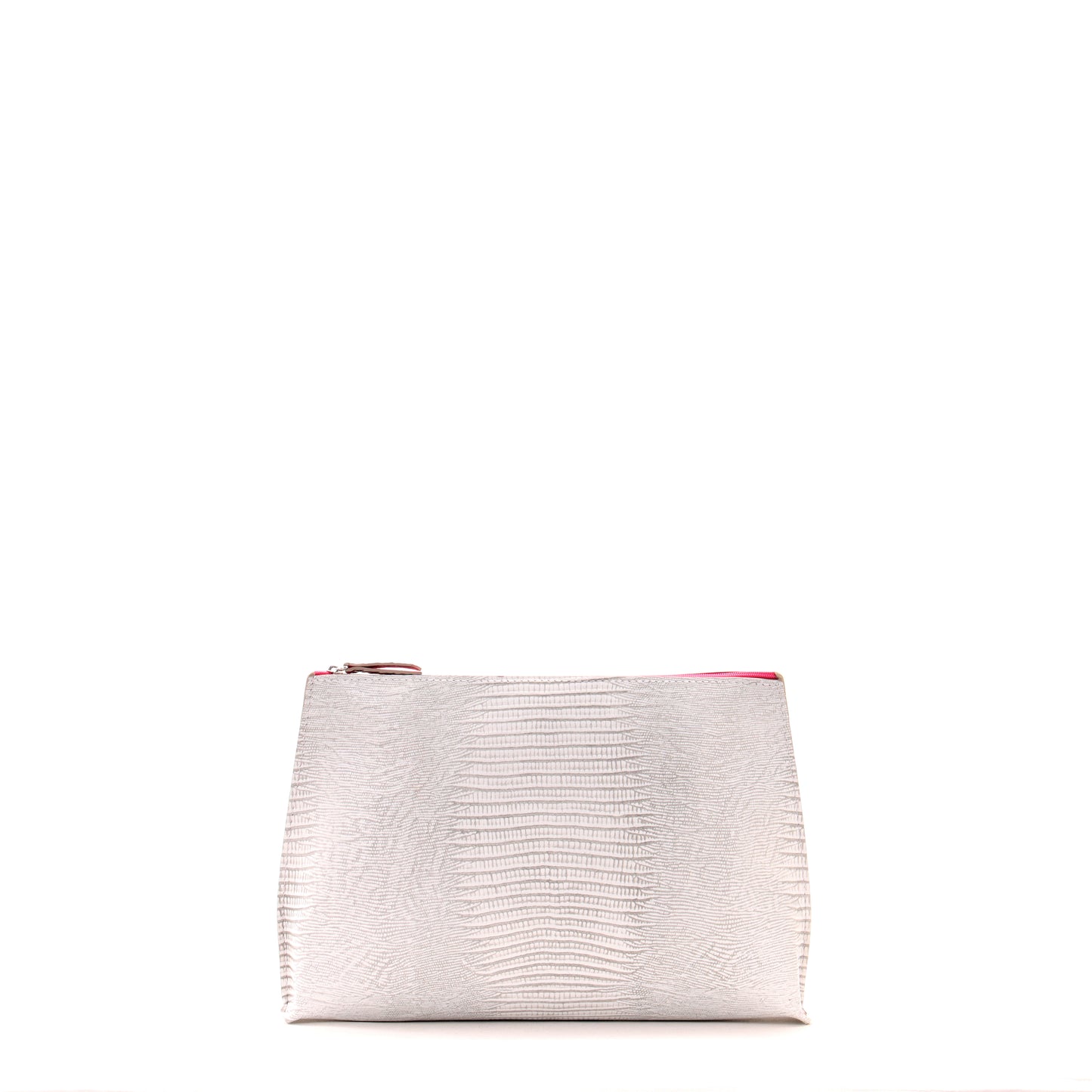 TRAVEL POUCH ANTIQUE WHITE EMBOSSED LIZARD