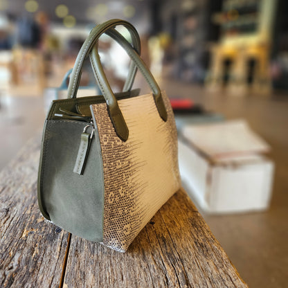 MINI DAY BAG NATURAL GENUINE LIZARD WITH POPLAR SUEDE