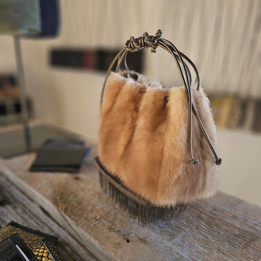 MINI DRAWSTRING BAG REPURPOSED MINK