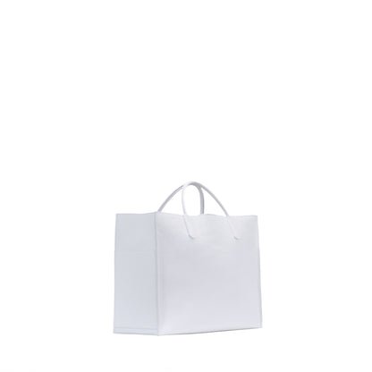 BIG HARBOR TOTE SNOWY WHITE PEBBLED CALF