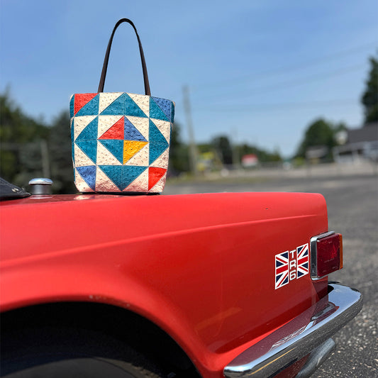 SMALL ESSENTIAL TOTE PATCHWORK GENUINE OSTRICH