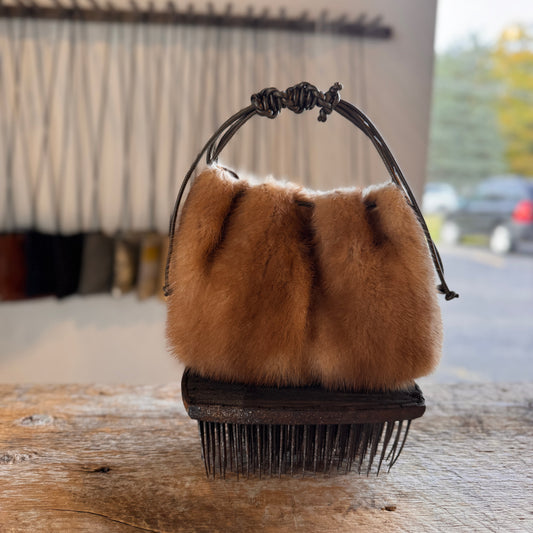 MINI DRAWSTRING BAG REPURPOSED MINK