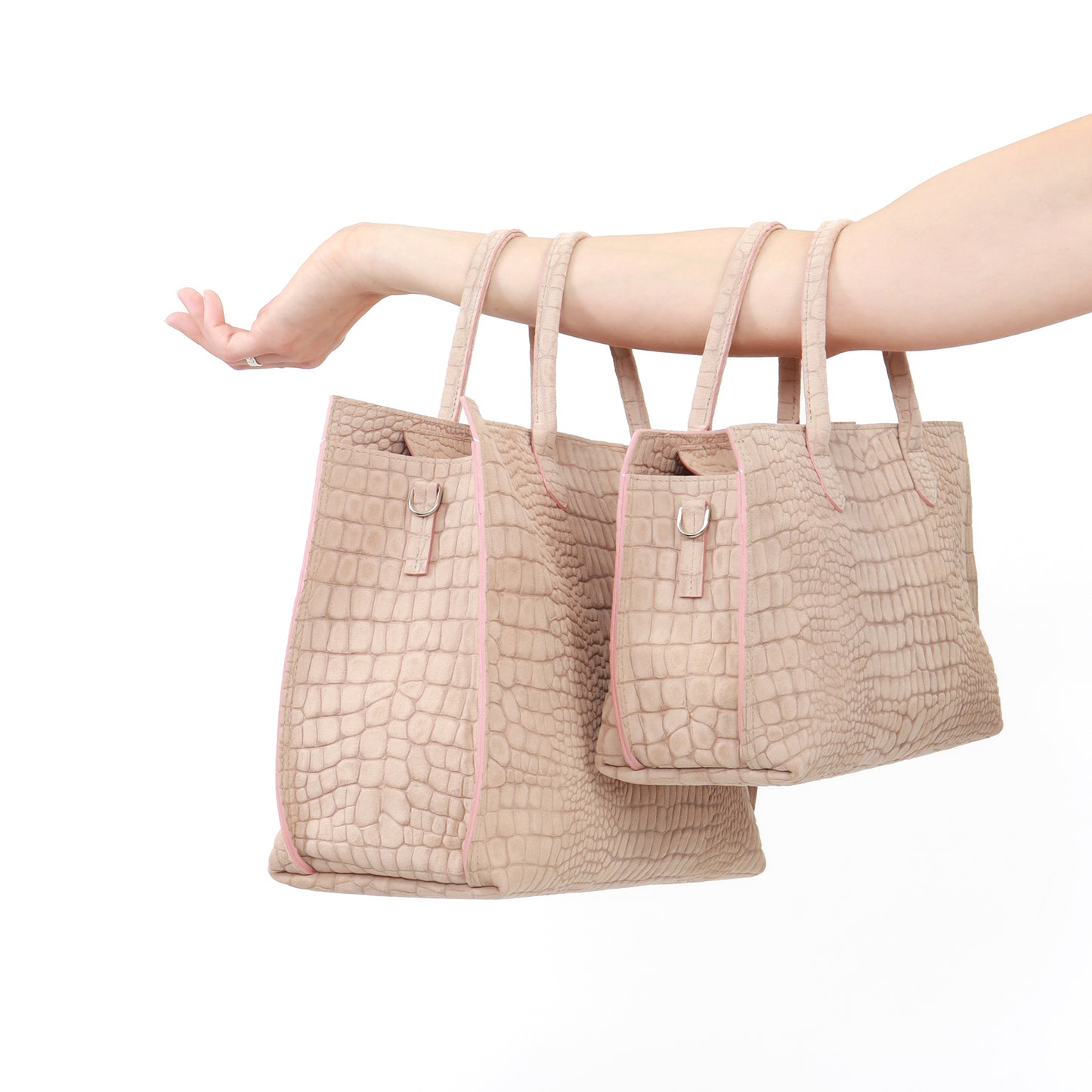 SMALL DAYBAG BUFF SUEDED CROCO