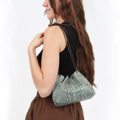 MINI DRAWSTRING BAG BUFF SUEDED CROCO