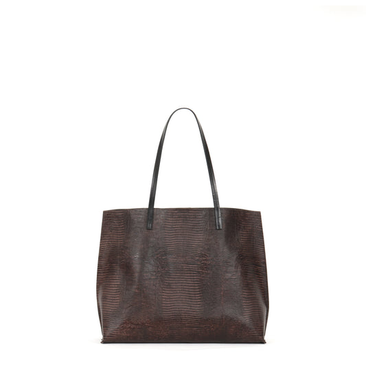 CLASSIC SHOPPER BROWN EMBOSSED LIZARD