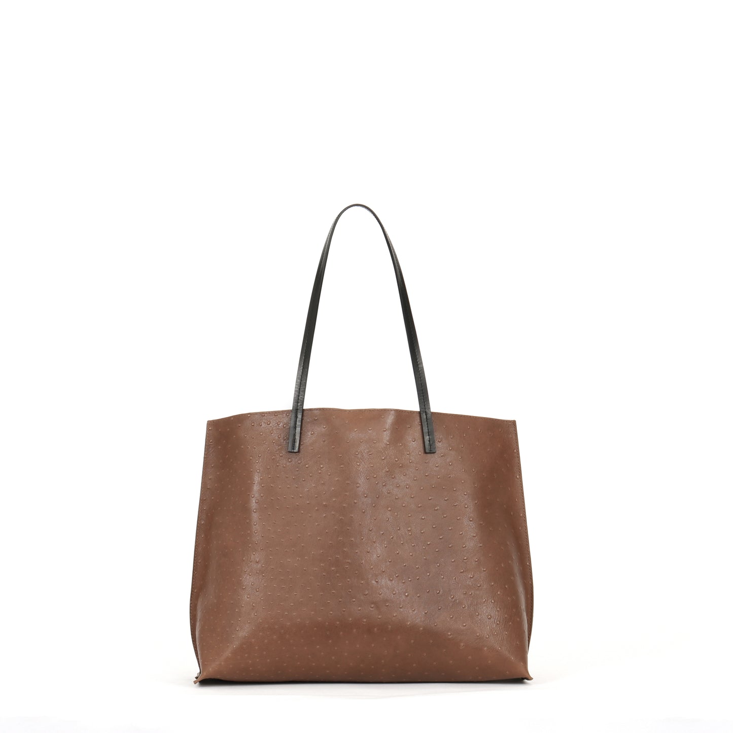 CLASSIC SHOPPER BROWN EMBOSSED OSTRICH