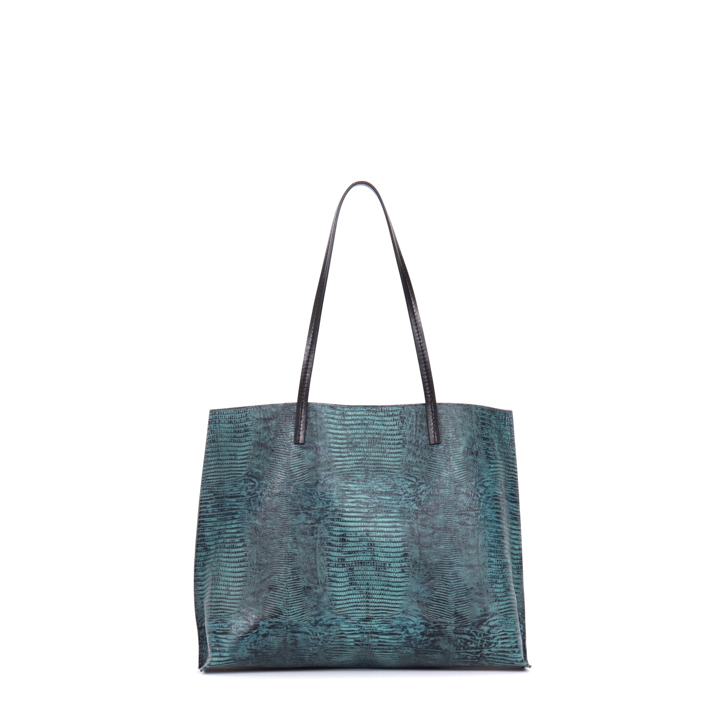 CLASSIC SHOPPER INDIGO EMBOSSED LIZARD