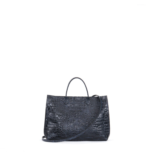 DAYBAG DARK NAVY EMBOSSED CROC