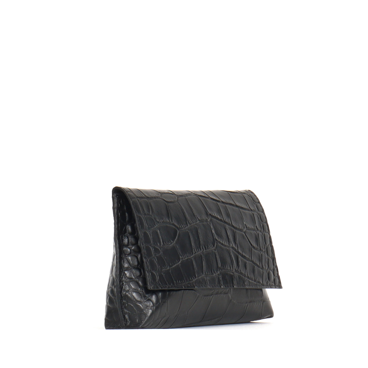 ESSENTIAL FOLDOVER BLACK EMBOSSED GATOR