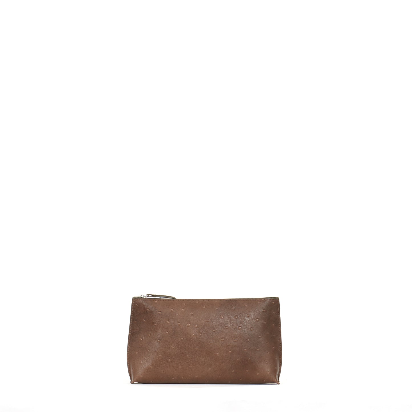 ESSENTIAL POUCH BROWN EMBOSSED OSTRICH