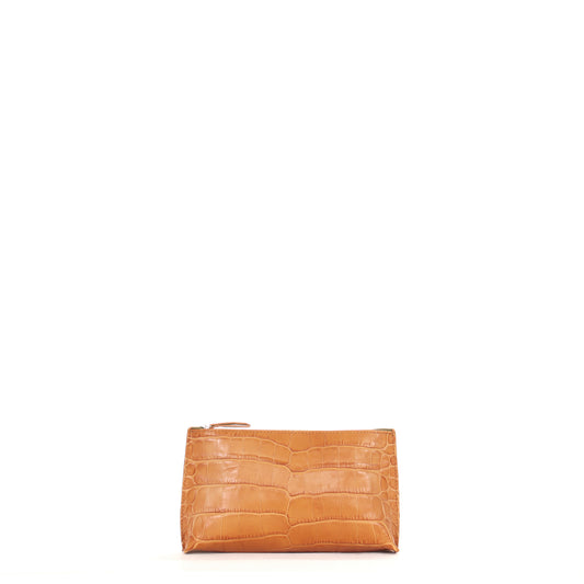 ESSENTIAL POUCH CARAMEL EMBOSSED GATOR