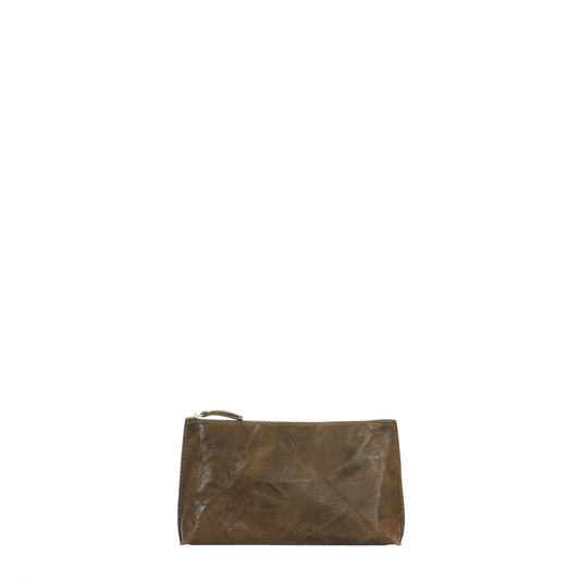 ESSENTIAL POUCH OLIVE RUMPLED SHEEPSKIN
