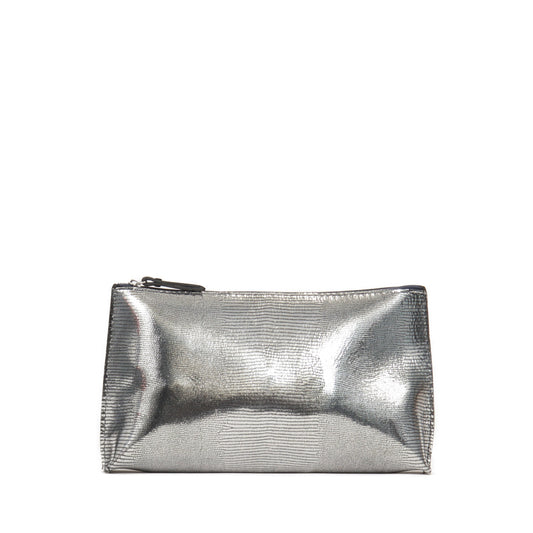 ESSENTIAL POUCH PLATINUM EMBOSSED LIZARD