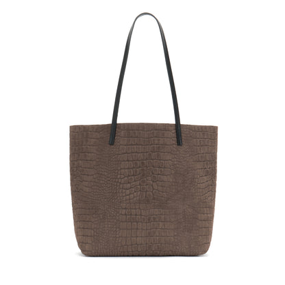 ESSENTIAL TOTE DARK TAUPE SUEDED CROCO