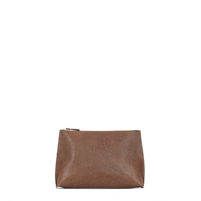 EVERYDAY POUCH BROWN EMBOSSED OSTRICH