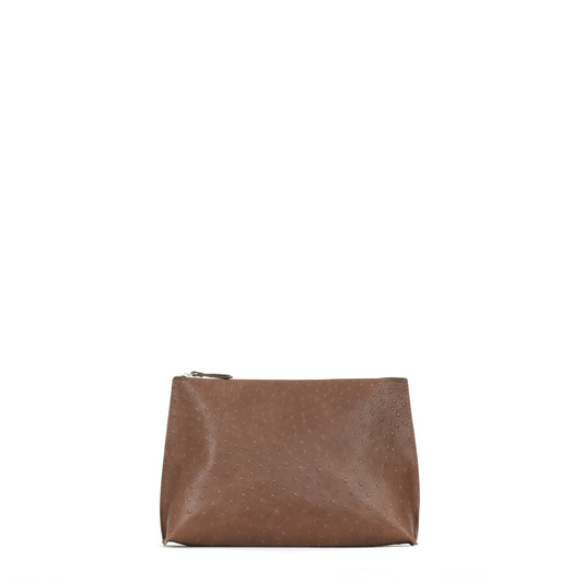 EVERYDAY POUCH BROWN EMBOSSED OSTRICH