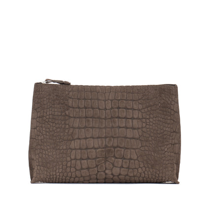 EVERYDAY POUCH DARK TAUPE SUEDED CROCO