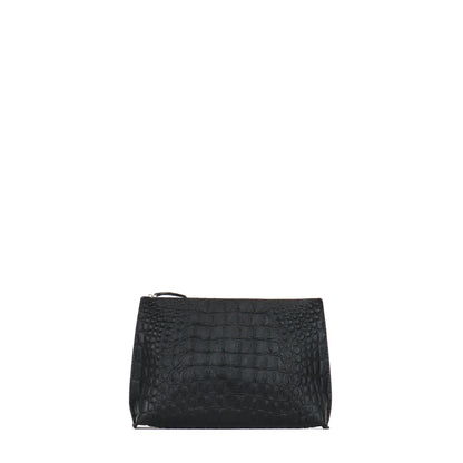 EVERYDAY POUCH MATTE BLACK EMBOSSED CROC