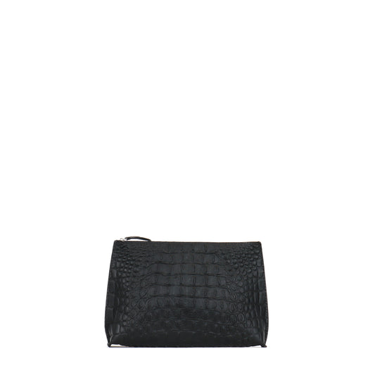 EVERYDAY POUCH MATTE BLACK EMBOSSED CROC
