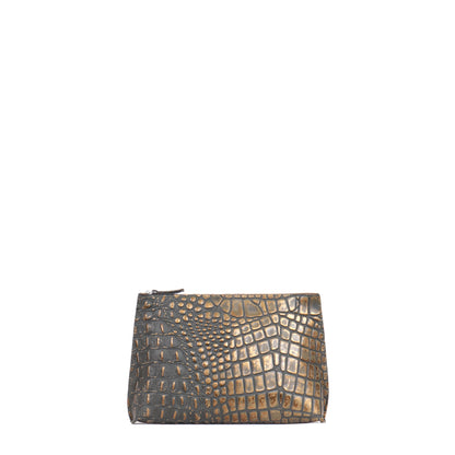EVERYDAY POUCH MOSSY BRONZE EMBOSSED CROC