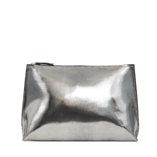 EVERYDAY POUCH PLATINUM EMBOSSED LIZARD