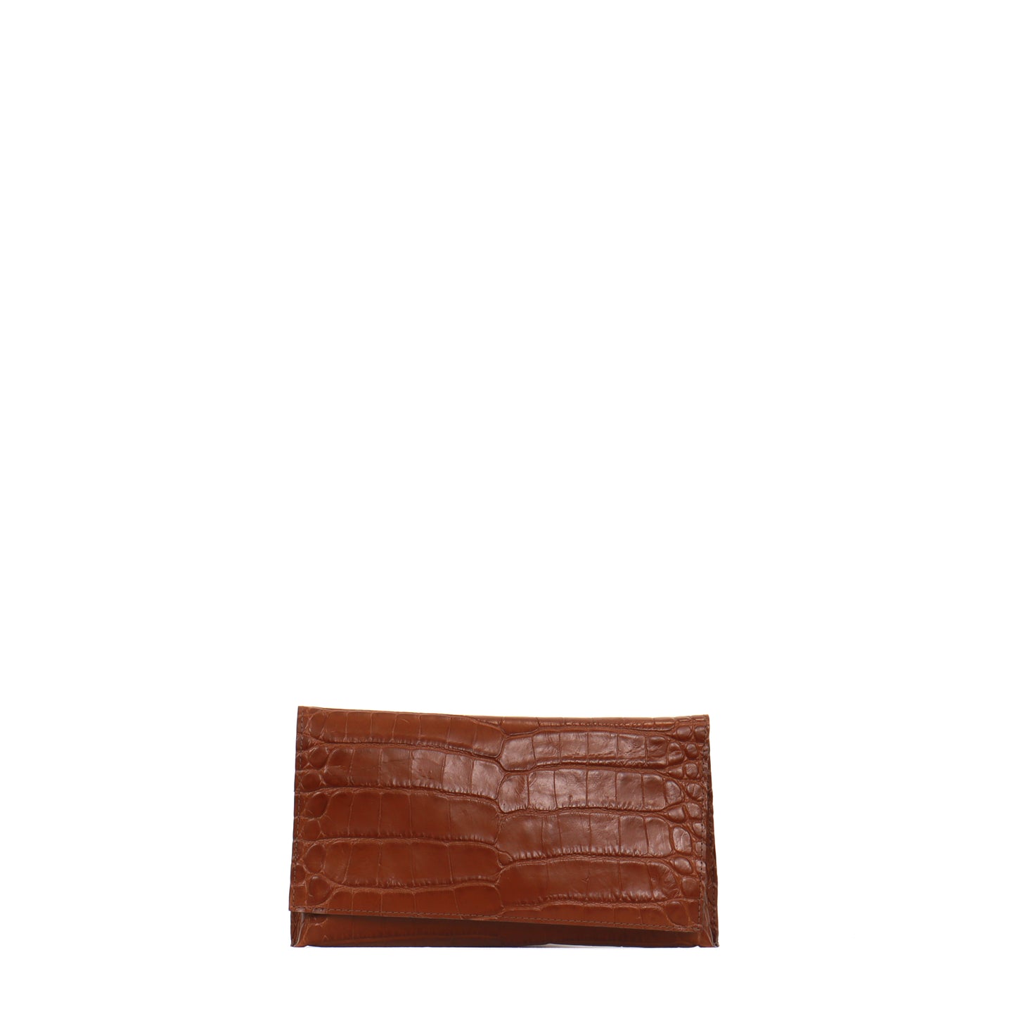 FOLDOVER CLUTCH HICKORY EMBOSSED GATOR