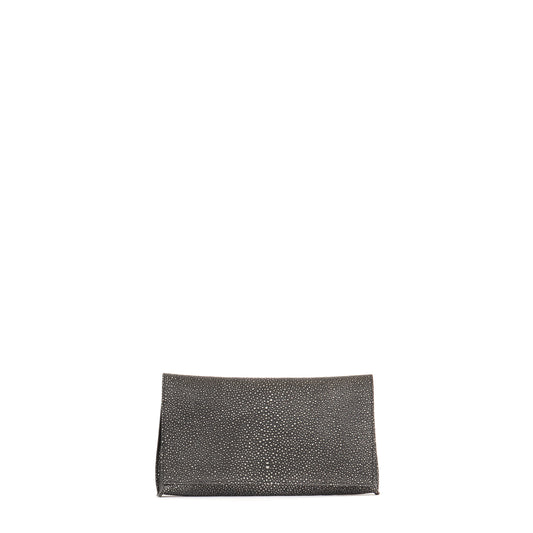 FOLDOVER CLUTCH PEWTER SHAGREEN