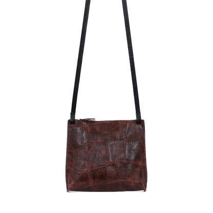 LARGE STRAPPY POUCH VINTAGE SANGRIA EMBOSSED JUMBO GATOR