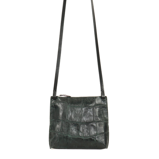 LARGE STRAPPY POUCH VINTAGE FOREST EMBOSSED JUMBO GATOR