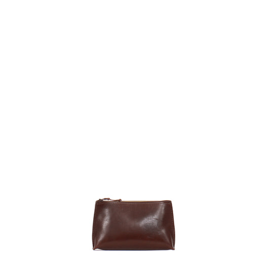 LIPSTICK POUCH VINTAGE BROWN LEATHER