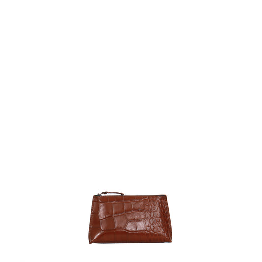 LIPSTICK POUCH HICKORY EMBOSSED GATOR