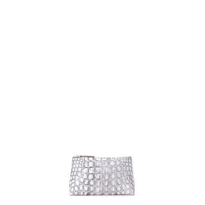 LIPSTICK POUCH WHITE MIST EMBOSSED CROC