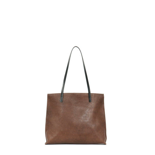 MEZZO SHOPPER BROWN EMBOSSED OSTRICH