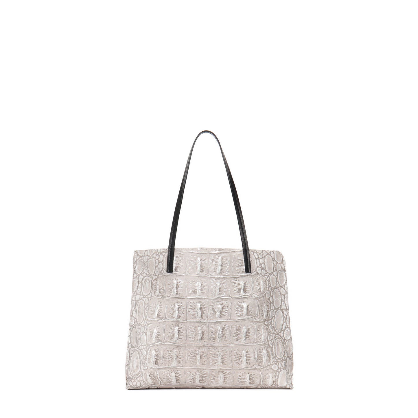 MEZZO SHOPPER SILVER TIPPED EMBOSSED MONSTER CROC