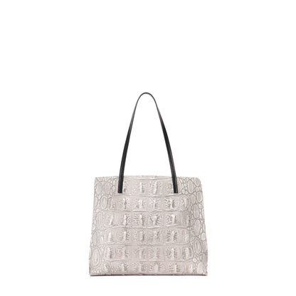 MEZZO SHOPPER SILVER TIPPED EMBOSSED MONSTER CROC